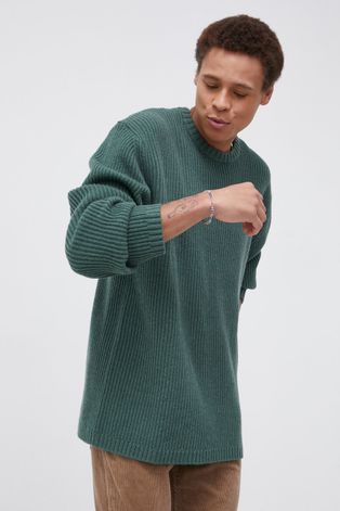 Levi's Sweter wełniany męski kolor zielony ciepły