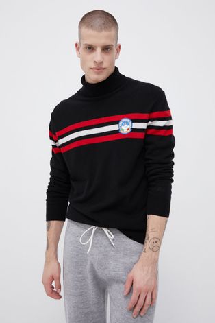 Vuneni pulover MC2 Saint Barth za muškarce, boja: crna