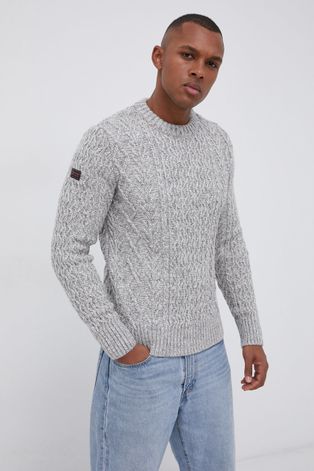 Superdry Sweter z domieszką wełny męski kolor szary ciepły