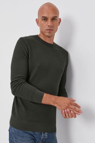 Sisley Sweter z domieszką wełny męski kolor zielony