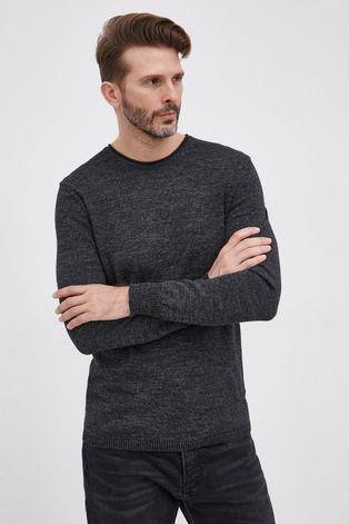 Sisley Sweter z domieszką wełny męski kolor szary