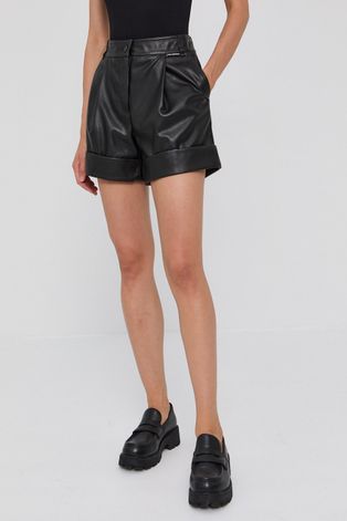 Šortky Karl Lagerfeld dámske, čierna farba, jednofarebné, vysoký pás