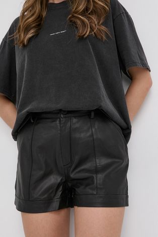 Кожаные шорты Young Poets Society женские цвет чёрный гладкие высокая посадка