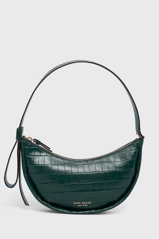 Kožená kabelka Kate Spade zelená barva