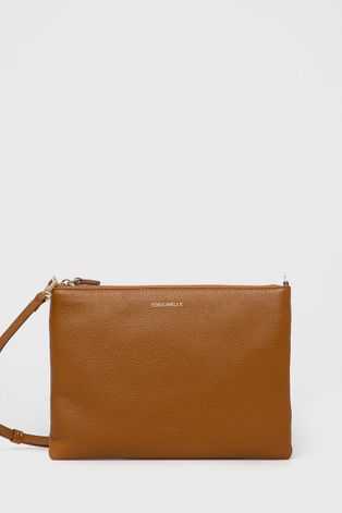 Kožená kabelka Coccinelle Mini Bag hnědá barva