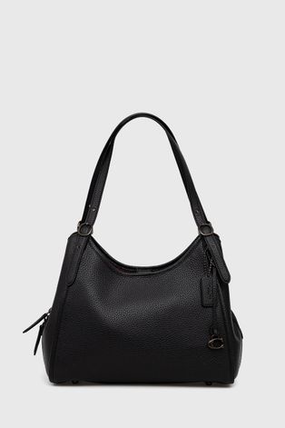 Δερμάτινη τσάντα Coach χρώμα: μαύρο
