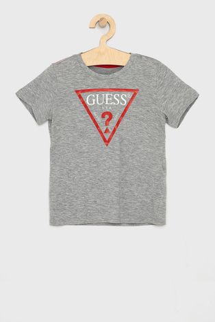 Παιδικό μπλουζάκι Guess χρώμα: γκρι