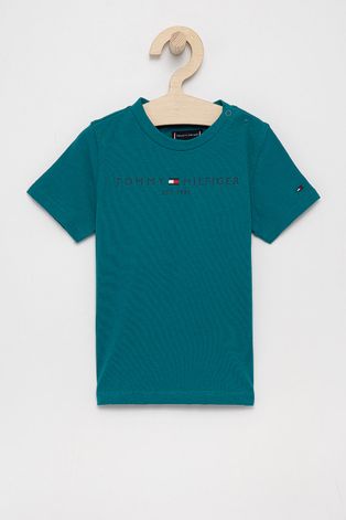 Tommy Hilfiger T-shirt bawełniany dziecięcy kolor zielony z nadrukiem