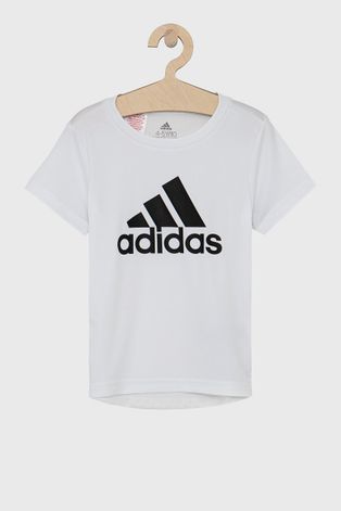 Дитяча футболка adidas колір білий з принтом