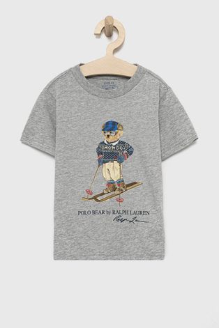 Polo Ralph Lauren T-shirt bawełniany dziecięcy kolor szary z nadrukiem