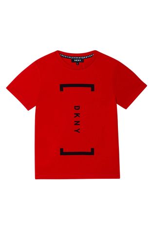 Detské bavlnené tričko Dkny červená farba, s potlačou