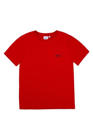 Dětské bavlněné tričko Boss červená barva, s potiskem