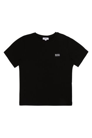 Dětské bavlněné tričko Boss černá barva, hladké