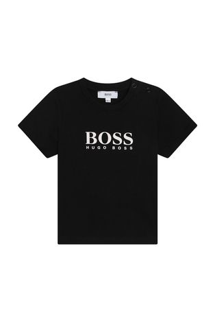 Dětské bavlněné tričko Boss černá barva, s potiskem