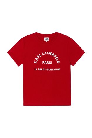 Dětské bavlněné tričko Karl Lagerfeld červená barva, s potiskem