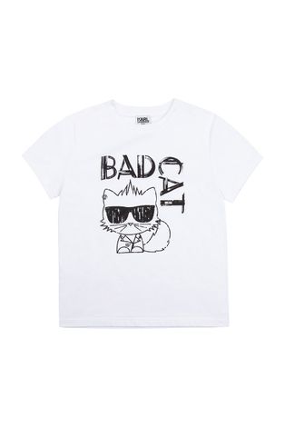 Karl Lagerfeld T-shirt bawełniany dziecięcy kolor biały z nadrukiem