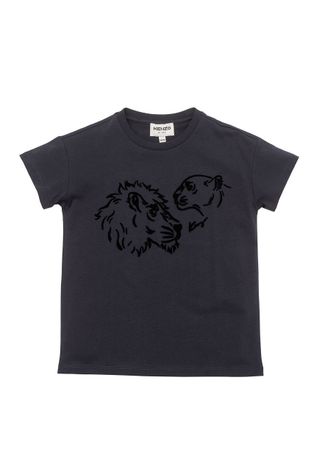 Дитяча бавовняна футболка Kenzo Kids колір сірий з принтом