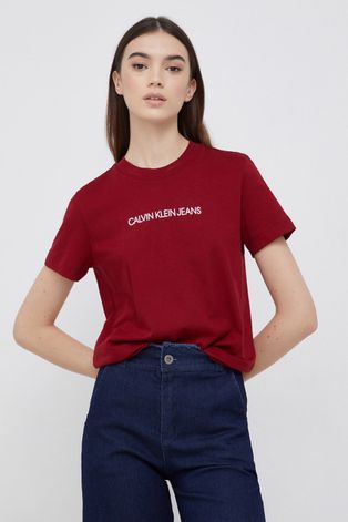 Tričko Calvin Klein Jeans dámské, červená barva