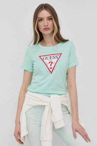 Majica kratkih rukava Guess za žene, boja: tirkizna