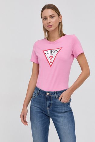 Guess T-shirt damski kolor różowy