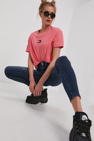 Tommy Jeans T-shirt damski kolor różowy