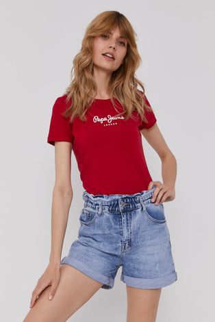Pepe Jeans T-shirt New Virginia damski kolor czerwony
