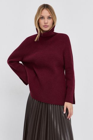 MAX&Co. gyapjú pulóver női, bordó, garbónyakú