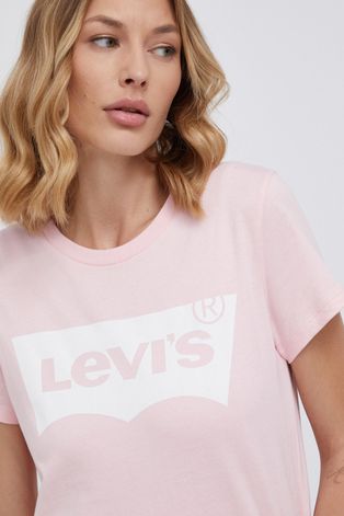 Levi's T-shirt bawełniany kolor różowy