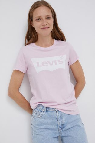 Levi's T-shirt bawełniany kolor różowy