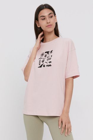 Pamučna majica Puma boja: ružičasta