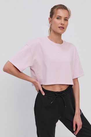 Bavlněné tričko Reebok růžová barva