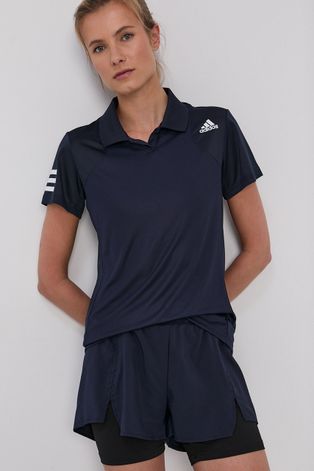 Tričko adidas Performance dámské, tmavomodrá barva, s límečkem