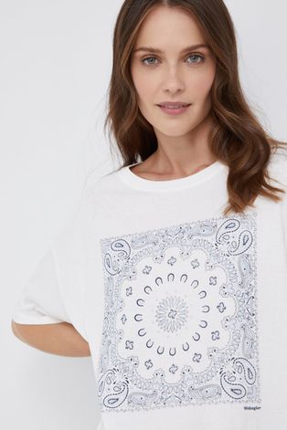 Wrangler T-shirt bawełniany kolor biały