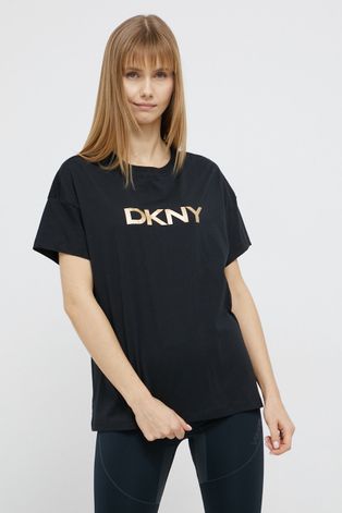 Dkny T-shirt bawełniany kolor czarny