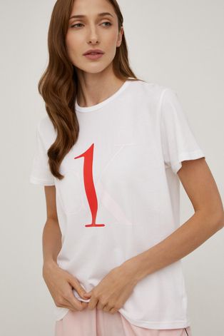 Calvin Klein Underwear T-shirt piżamowy damski kolor biały