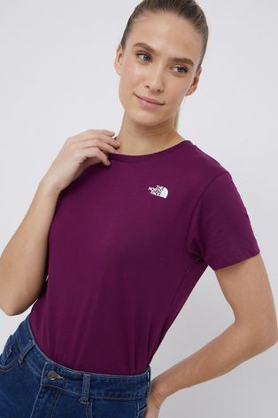 Bavlnené tričko The North Face fialová farba