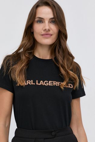 Karl Lagerfeld T-shirt bawełniany kolor czarny