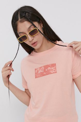 Roxy T-shirt bawełniany kolor różowy