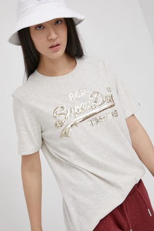 Superdry T-shirt damski kolor szary