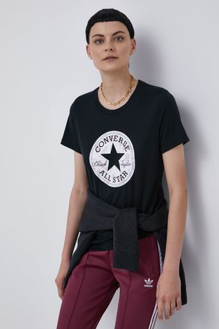Converse T-shirt bawełniany kolor czarny