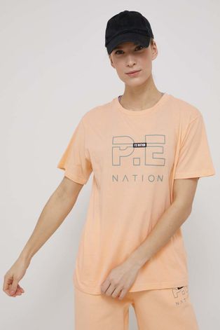 Βαμβακερό μπλουζάκι P.E Nation χρώμα: πορτοκαλί