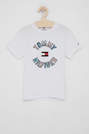 Tommy Hilfiger T-shirt bawełniany dziecięcy kolor biały