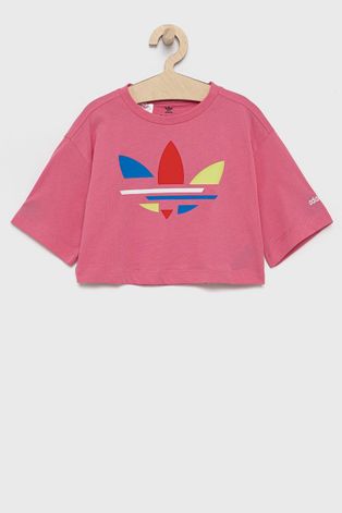 Дитяча бавовняна футболка adidas Originals колір рожевий