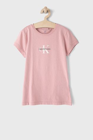 Детская футболка Calvin Klein Jeans цвет розовый