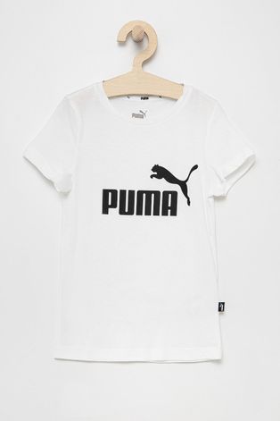 Детска памучна тениска Puma в бяло