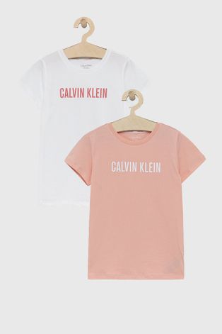 Dětské bavlněné tričko Calvin Klein Underwear (2-pack) růžová barva
