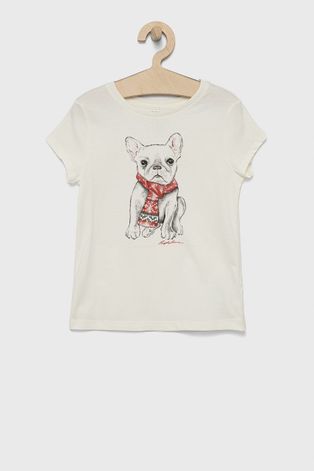 Polo Ralph Lauren T-shirt bawełniany dziecięcy kolor kremowy