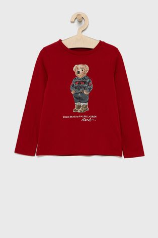 Polo Ralph Lauren Longsleeve bawełniany dziecięcy kolor czerwony