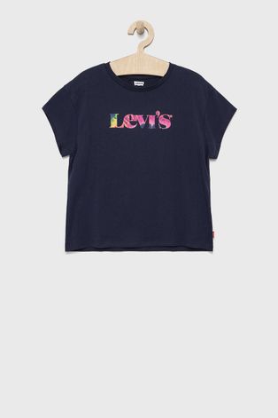 Levi's T-shirt bawełniany dziecięcy kolor granatowy