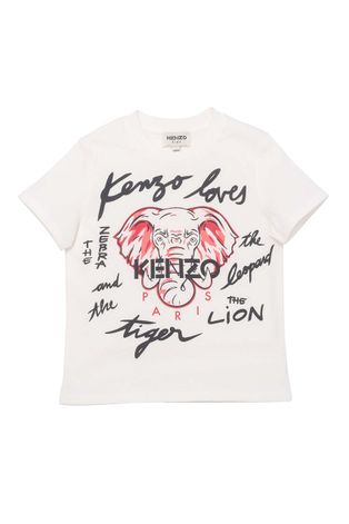 Kenzo Kids T-shirt bawełniany dziecięcy kolor kremowy